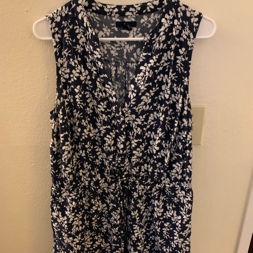 Navy, flowery dress